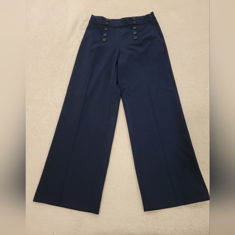 Chaps Blue Wide Leg Pants High Waisted